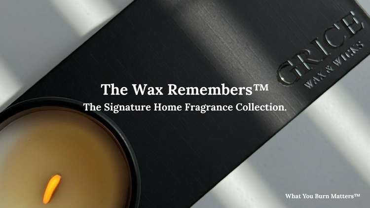 Grice Wax & Wicks Signature Candle Collection Clean Home Fragrance black candle wood wick gift box