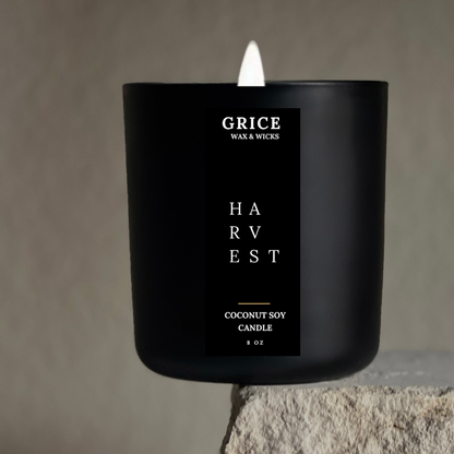 harvest fall scented candle with black matte har 