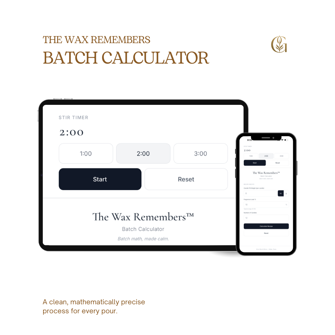 mock up of laptop with candle calculator by grice wax and wicks