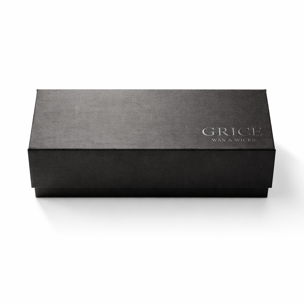 Black rectangular box with 'GRICE' branding on a white background