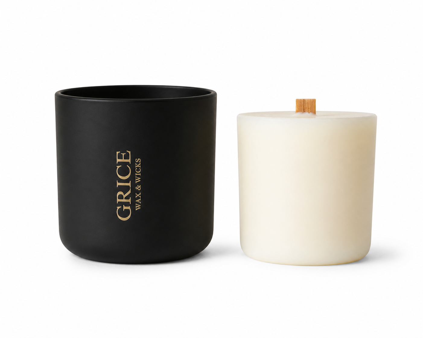 Grice Wax & Wicks Black Matte Candle and refill 