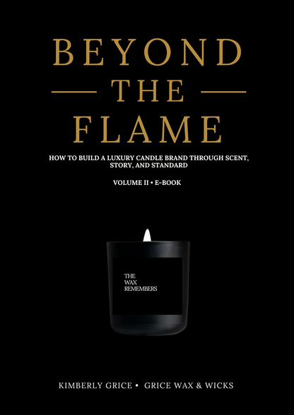 Black book titled 'Beyond the Flame' with a candle on a black background