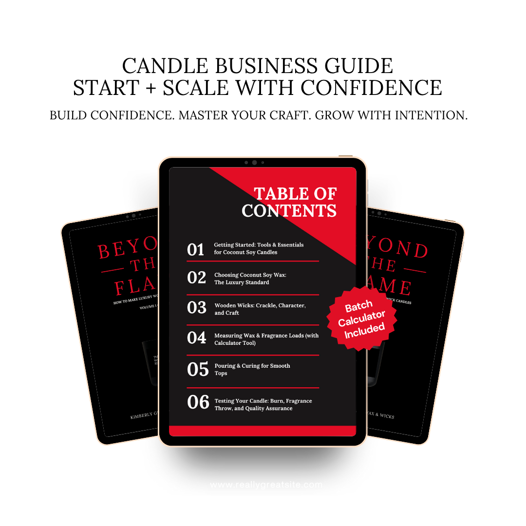 Beyond the Flame Volume I — candle business ebook for makers starting a clean candle brand, shown on a white background