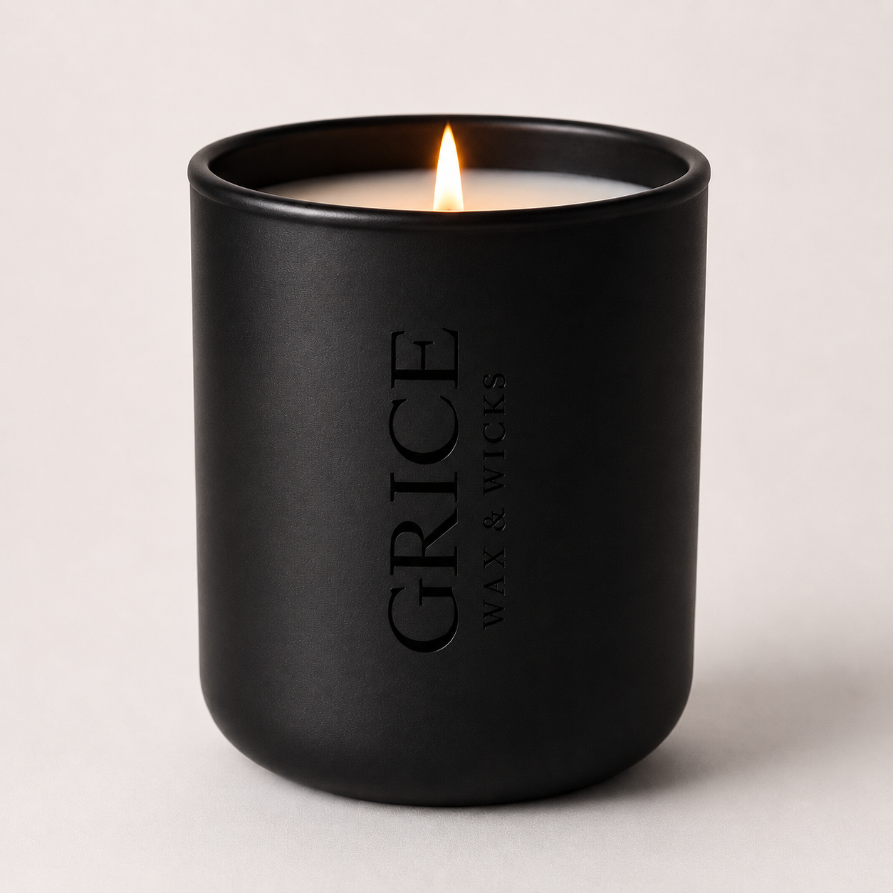 BLACK MATTE JAR WITH GRICE WAX & WICKS LOGO