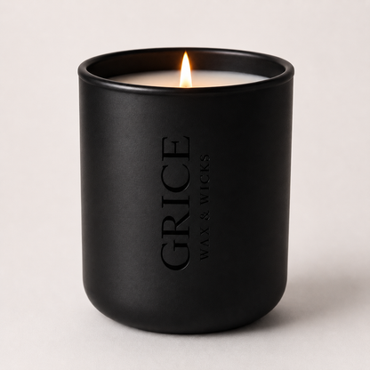 BLACK MATTE JAR WITH GRICE WAX & WICKS LOGO