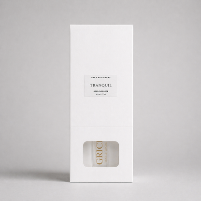 White box with 'Tranquil' and 'Grice' branding on a gray background